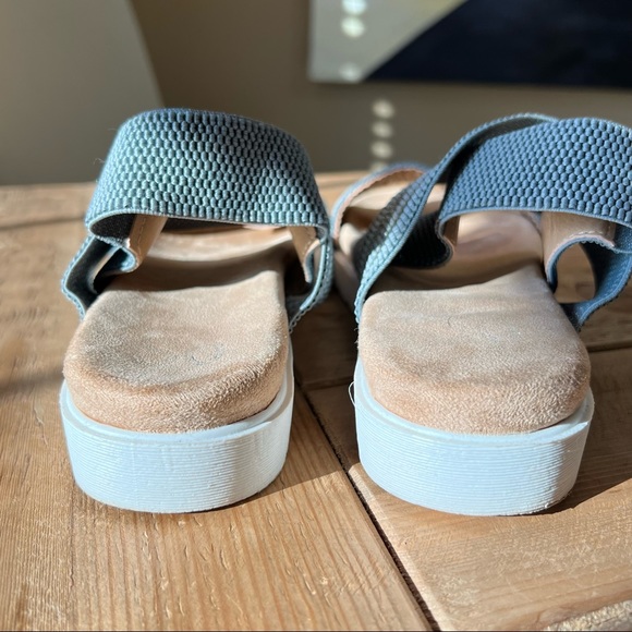 SO Blue and Gold Metallic Stretch Elastic Comfort Sandals Womens Size 7.5 Medium - Picture 10 of 16